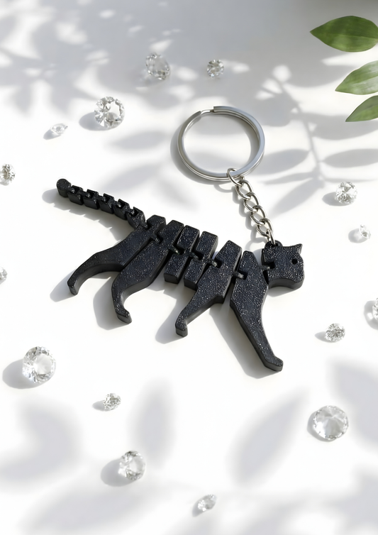 Keychain with Animated Cat Figure