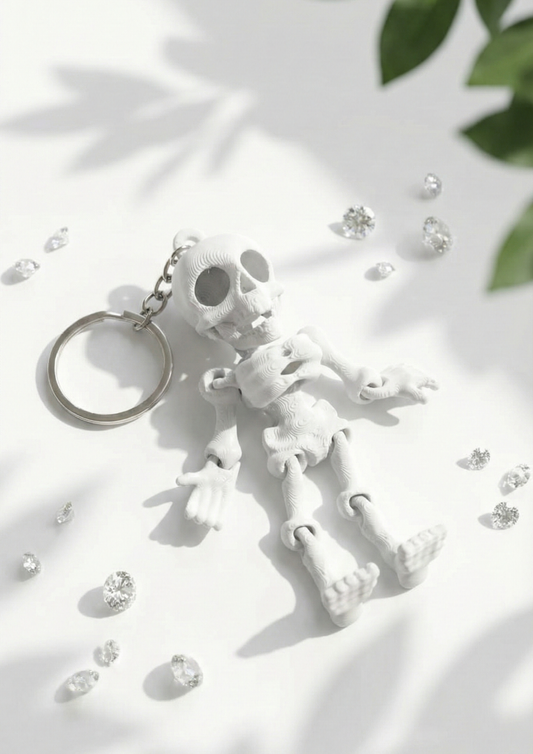 Keychain with Moving Skeleton Figure