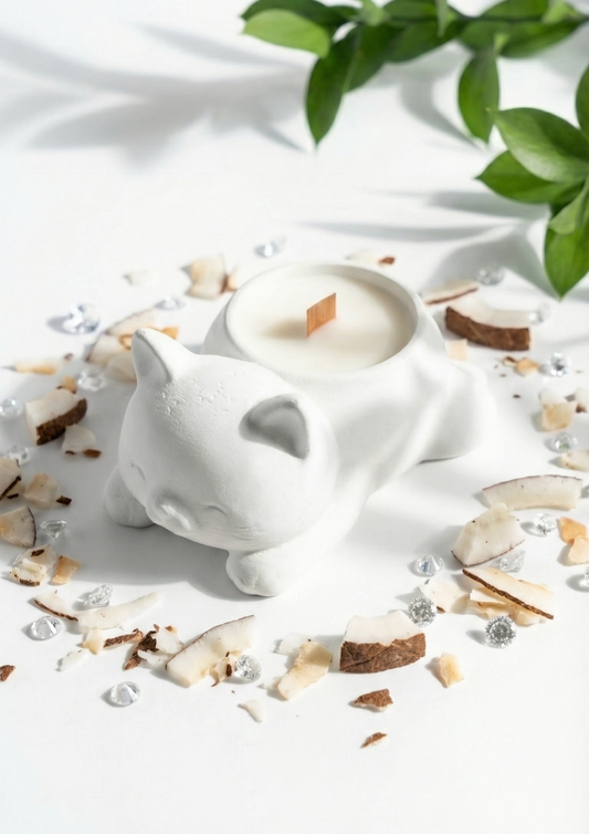 Cat-Shaped Coconut Candle