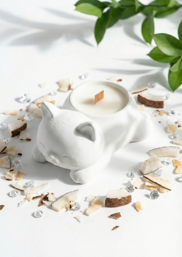 Cat-Shaped Coconut Candle