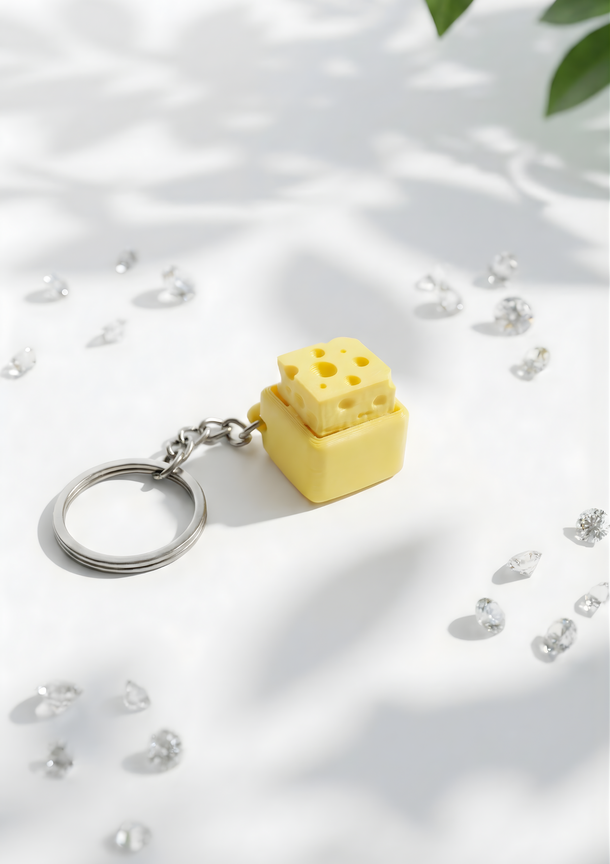 Cheese Shaped Clicker Keychain